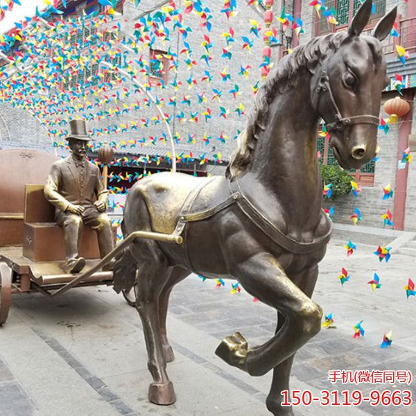 馬拉車(chē)銅雕_古代西方人戰(zhàn)車(chē)銅馬雕塑景觀