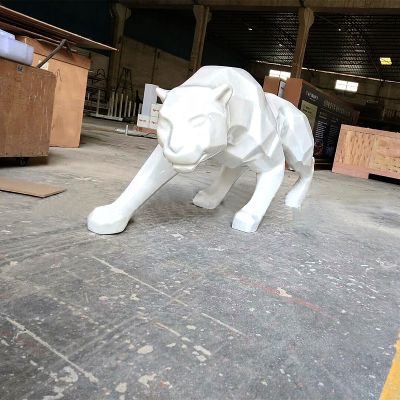 公園白鋼切面、電鍍、拋光、拉絲豹子雕塑