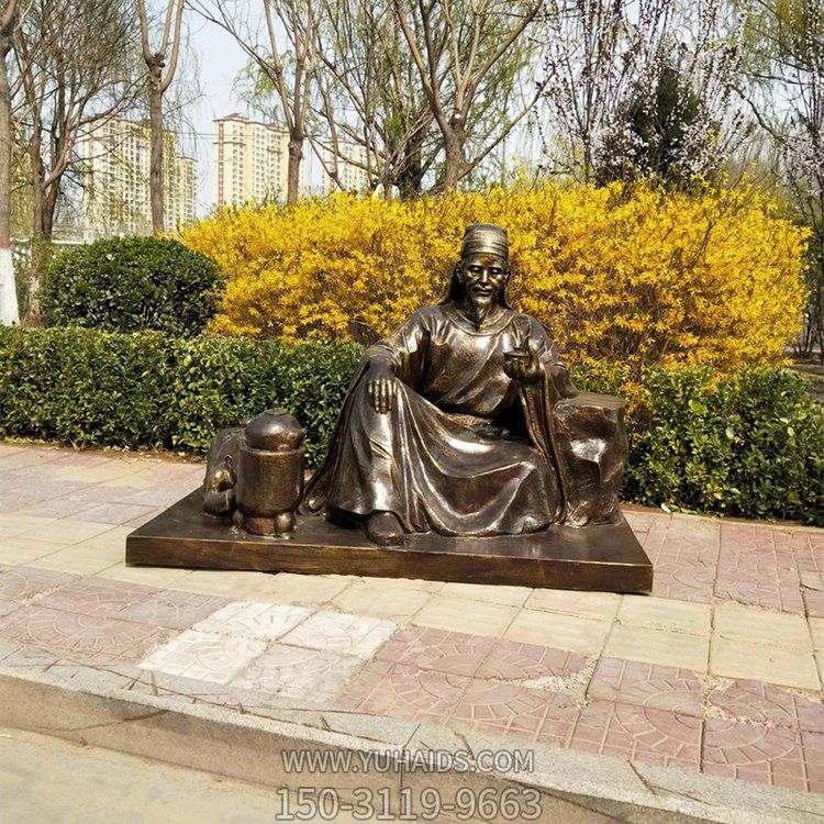 茶圣陸羽雕塑，玻璃鋼仿銅歷史名人情景雕塑