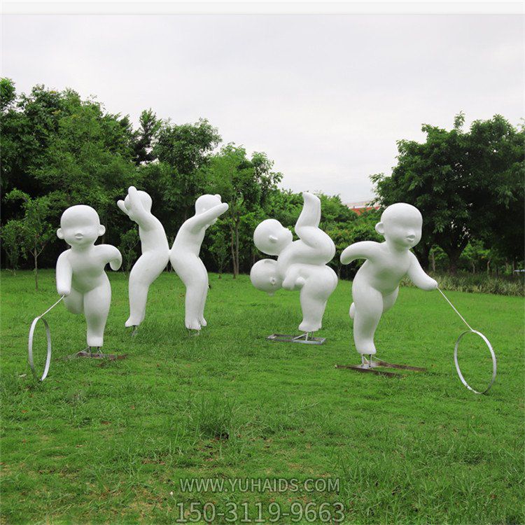 戶外人物玻璃鋼抽象小孩，公園學(xué)校廣場(chǎng)裝飾雕塑