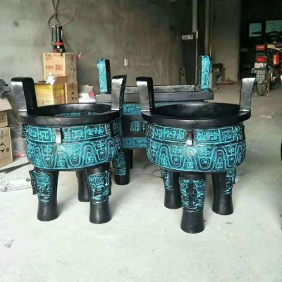 青銅器戶(hù)外寺廟景區(qū)圓形鼎雕塑