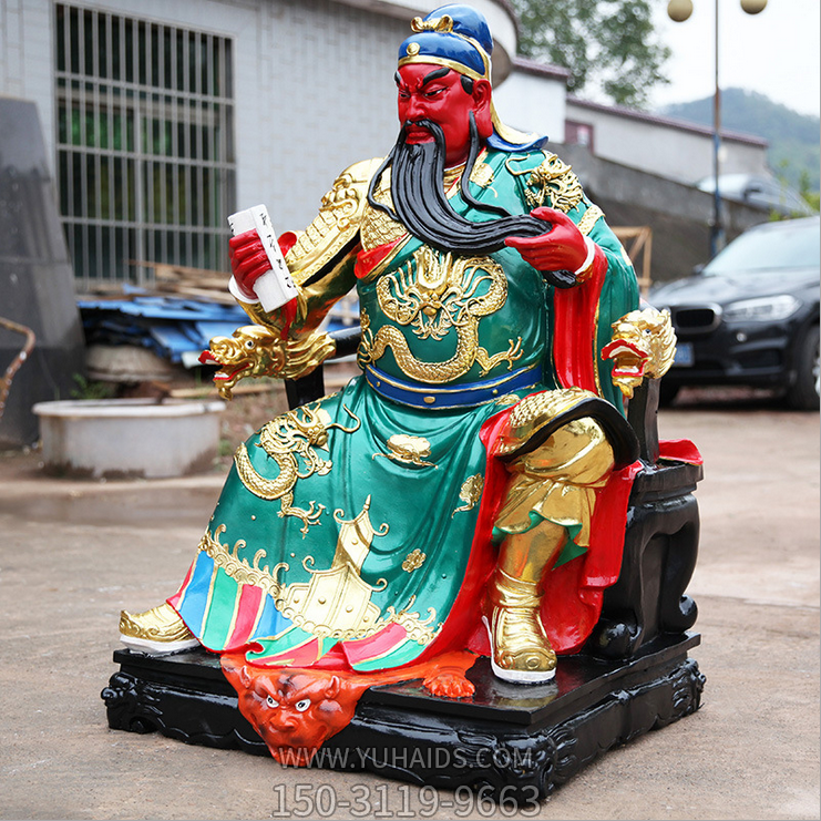 玻璃鋼彩繪寺廟宗教神佛關(guān)公、關(guān)羽雕塑