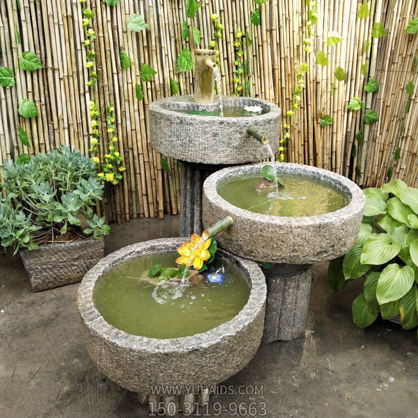 老舊石槽魚(yú)缸石頭魚(yú)池養(yǎng)魚(yú)花盆戶(hù)外庭院石磨青石景觀流水?dāng)[件雕塑