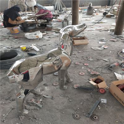 不銹鋼狗，鏡面動物擺件