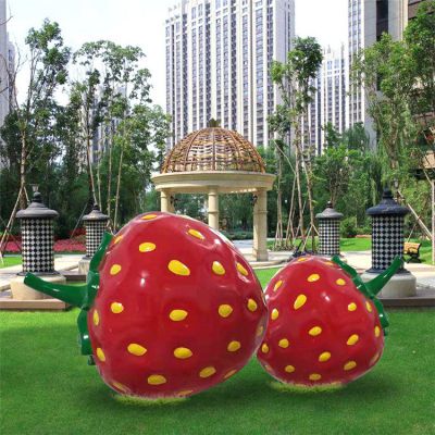 玻璃鋼草莓，小區(qū)綠地裝飾仿真水果
