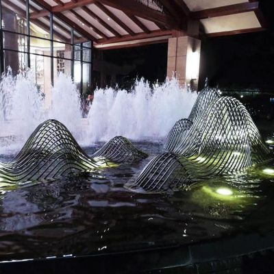 戶(hù)外噴泉水景流水?dāng)[件不銹鋼鏤空假山