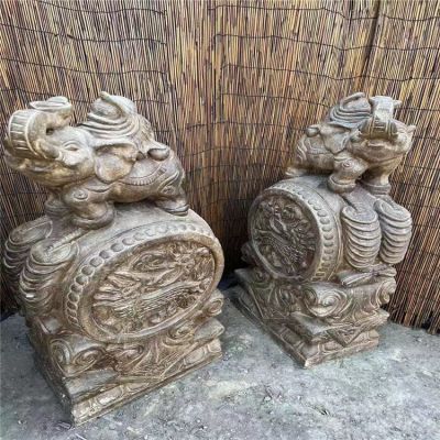 招財(cái)門(mén)墩，大象抱鼓石