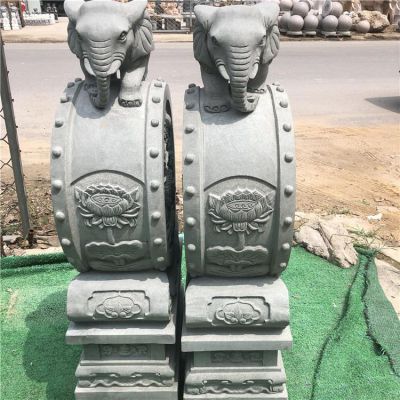 青石石雕戶(hù)外庭院一對(duì)抱鼓石 雕塑