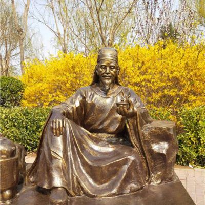 公園戶(hù)外擺放玻璃鋼鑄銅傳統(tǒng)茶文化主題人物雕塑