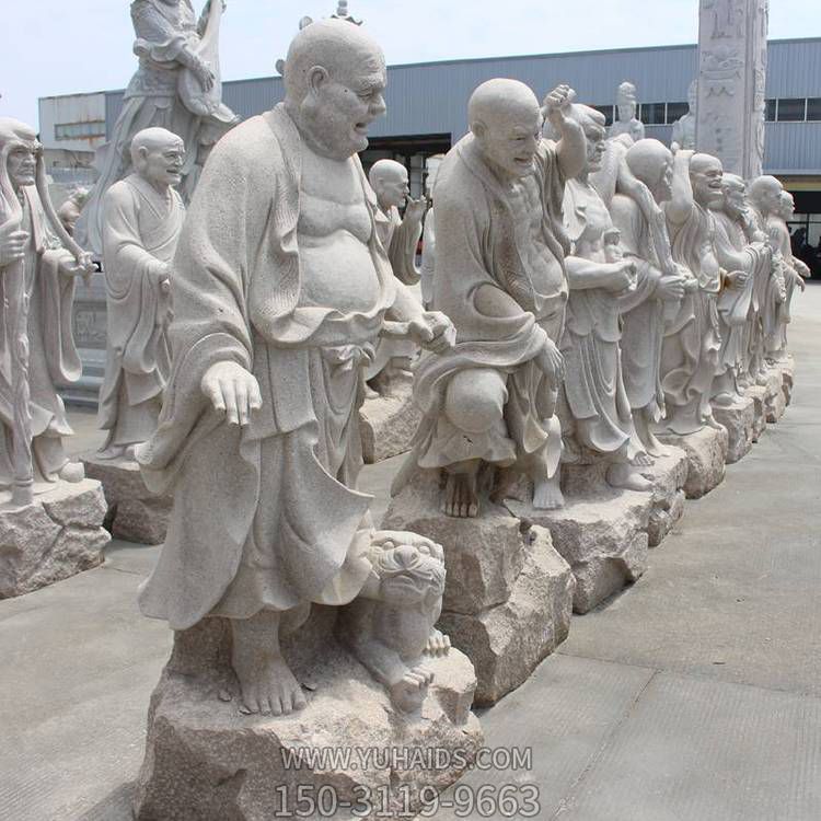 戶(hù)外公園景區(qū)大型大理石十八羅漢雕塑