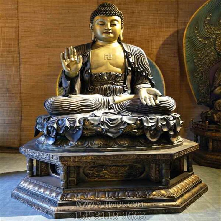 不銹鋼仿銅雕大型景觀(guān)寺廟三寶佛雕塑