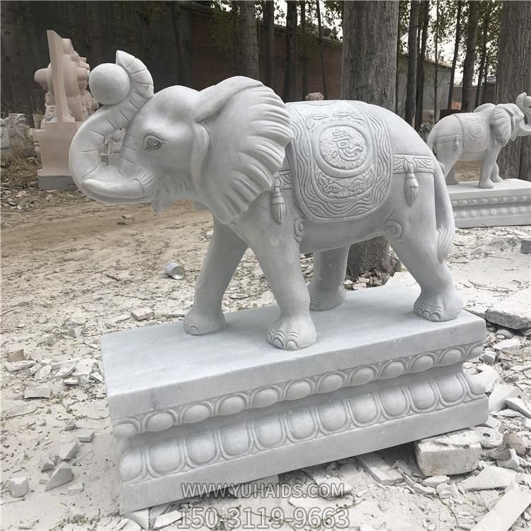 大理石石雕戶(hù)外園林動(dòng)物景觀大象雕塑