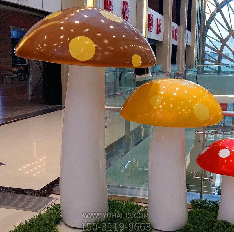 商場DP點展示美陳設計制作DP點玻璃鋼蘑菇雕塑開業(yè)美陳制作廠家_17803
