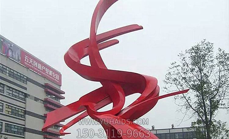 不銹鋼小區(qū)景觀(guān)紅色抽象楓葉雕塑