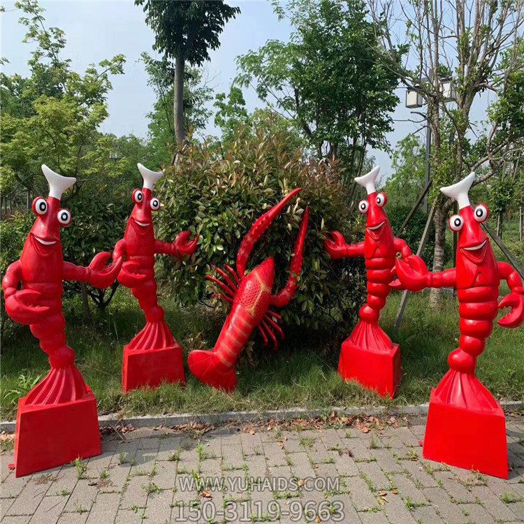 玻璃鋼龍蝦雕塑，海鮮館迎賓龍蝦廚子
