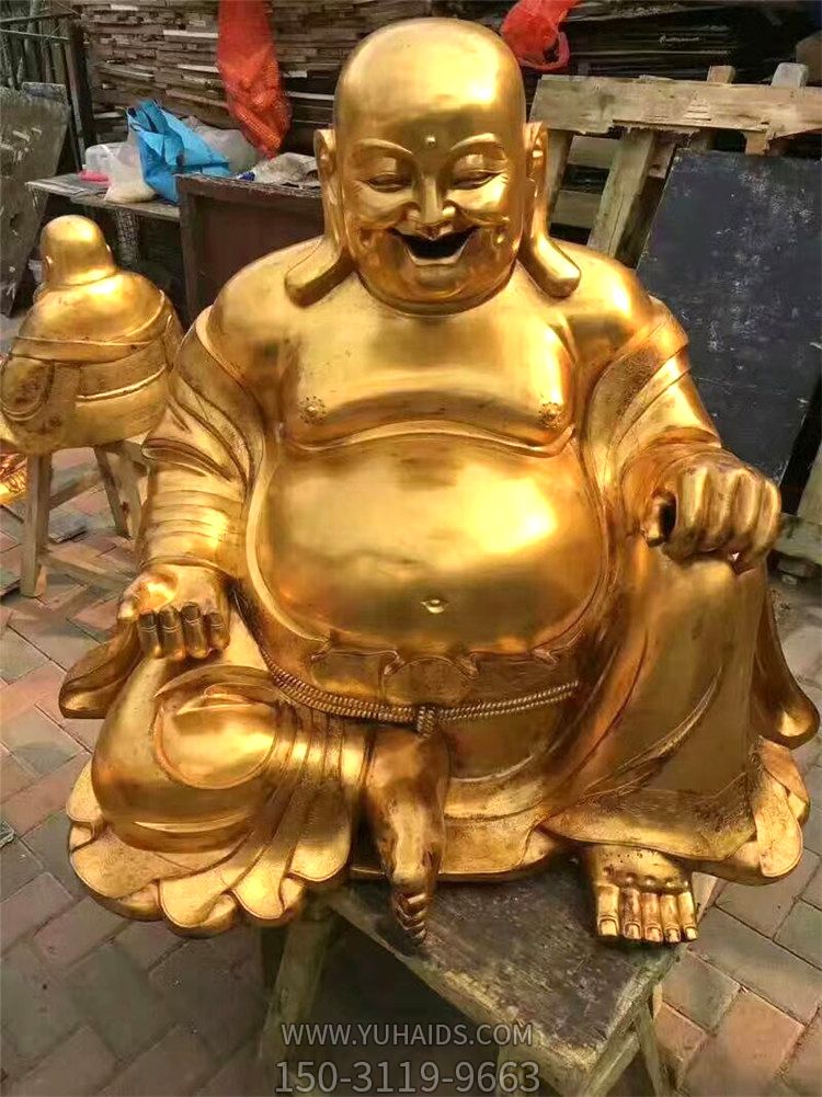 戶(hù)外景區(qū)不銹鋼噴金烤漆彌勒佛雕塑