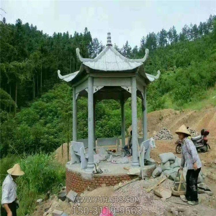 戶(hù)外園林大型大理石石雕中式樓上涼亭擺件雕塑