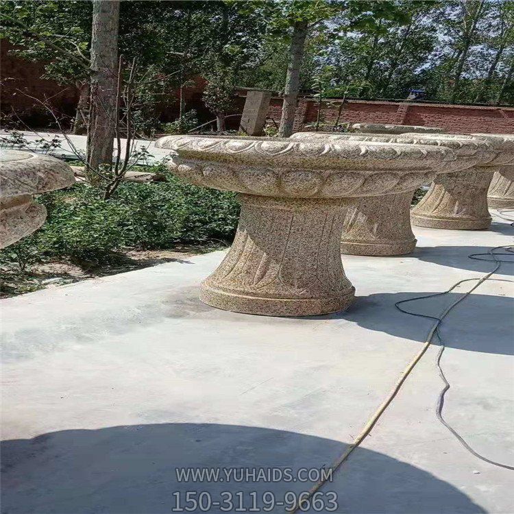 花崗巖石材花盆，園林大花壇花缽雕塑