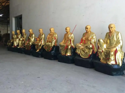 十八羅漢塑像，玻璃鋼漆金佛像系列雕塑