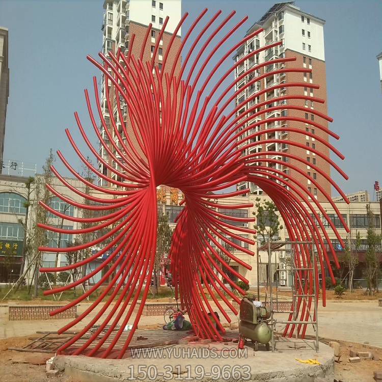 戶(hù)外廣場(chǎng)大型不銹鋼金屬抽象紅色景觀雕塑