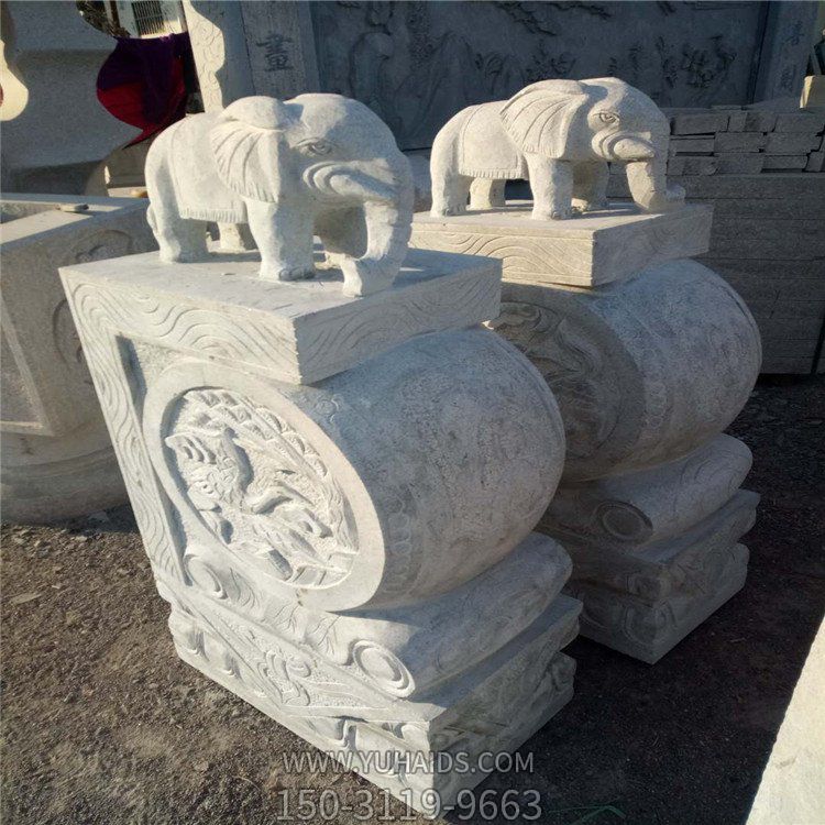 大理石石雕戶(hù)外園林庭院門(mén)口一對(duì)抱鼓石雕塑