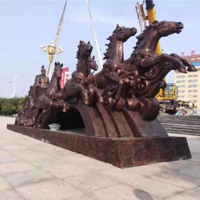 大型馬車(chē)雕塑，廣場(chǎng)馬拉車(chē)景觀雕塑