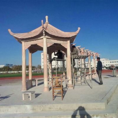 戶(hù)外園林景區(qū)大型大理石石雕涼亭雕塑擺件