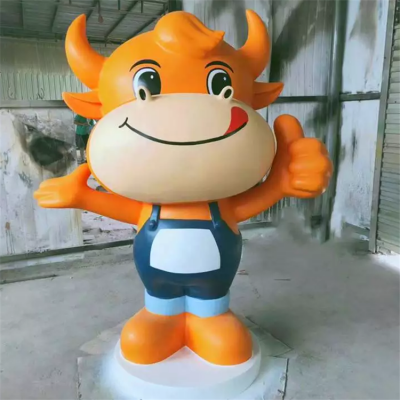 卡通牛犢子，玻璃鋼卡通動物系列美陳擺件