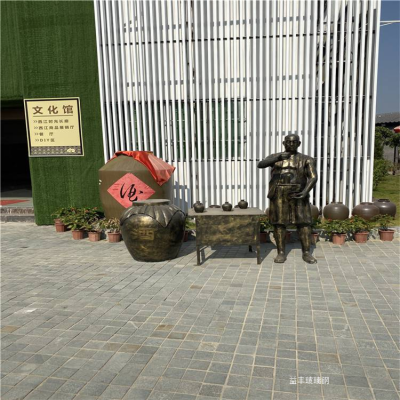 玻璃鋼仿銅人物雕塑，酒文化系列之賣酒場景雕塑