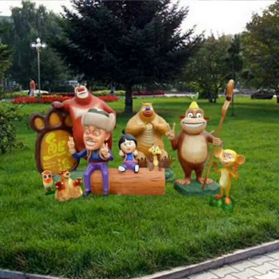 游樂園擺放玻璃鋼卡通熊出沒動(dòng)畫人物小品