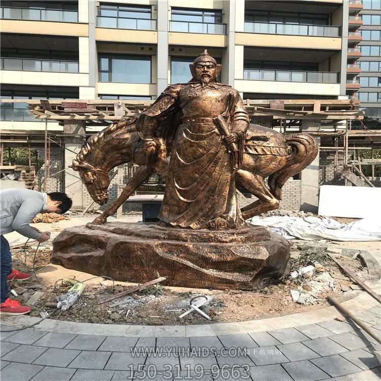 岳飛銅雕，玻璃鋼仿銅歷史名人，民族英雄人物雕塑