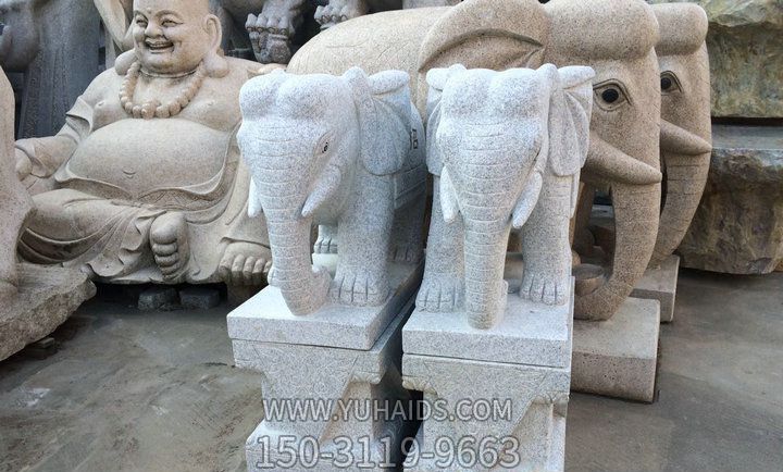 戶(hù)外漢白玉石雕大象雕塑