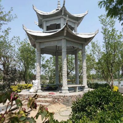 花崗巖石雕涼亭，雙層高涼亭