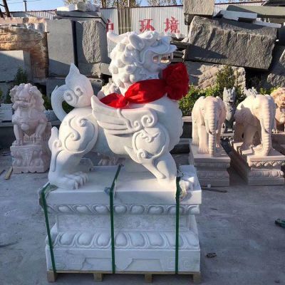 漢白玉石雕貔貅，門店看門神獸