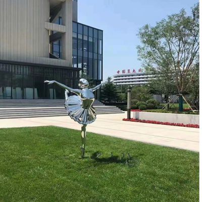 不銹鋼芭蕾女孩，鏡面跳舞女孩雕塑
