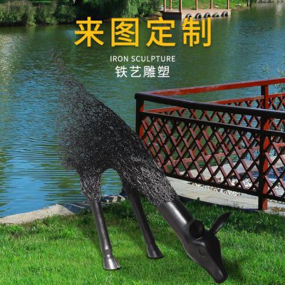 鐵藝鹿，抽象藝術(shù)鹿造型雕塑