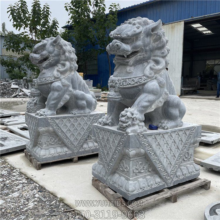 青石大獅子，2米5高大門鎮(zhèn)宅石雕獅子雕塑