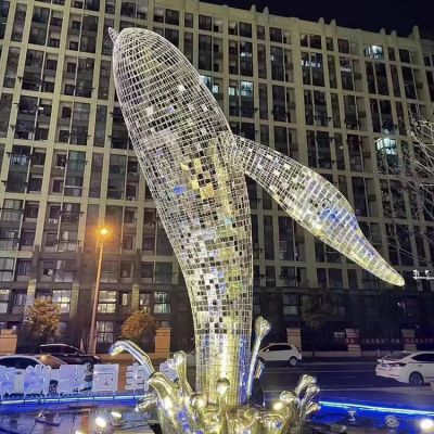 不銹鋼鯨魚，大型鐵藝鏤空網(wǎng)格鯨魚水景裝飾景觀