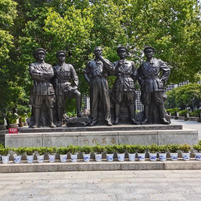 一代英豪，中國近代革命人物，周恩來、賀龍、葉挺、劉伯承、朱德偉人銅雕群