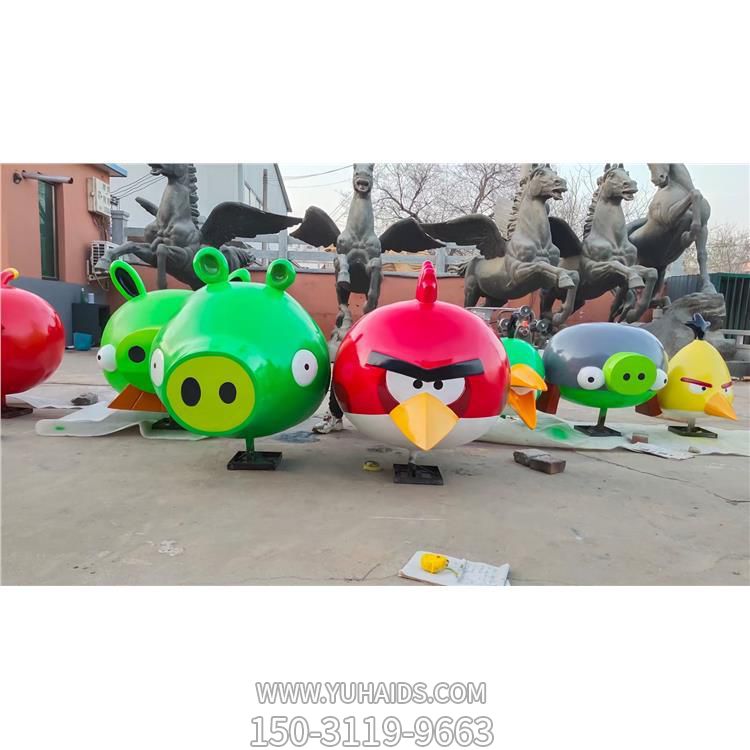 玻璃鋼卡通憤怒的小鳥(niǎo)公仔兒童樂(lè)園擺件雕塑