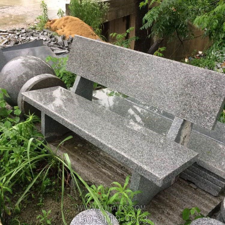 花崗巖石椅子，公園園林露天椅子雕塑