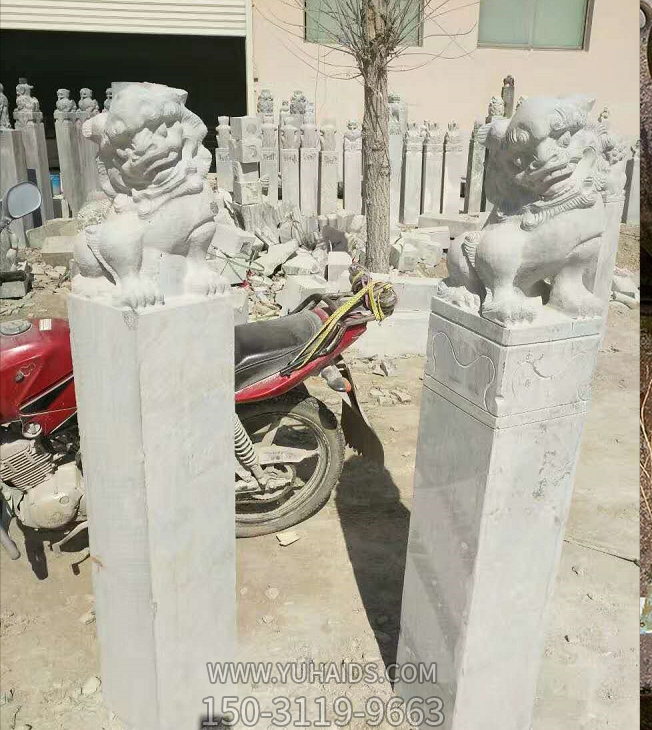 獅子栓馬柱，古建園林拴馬樁雕塑