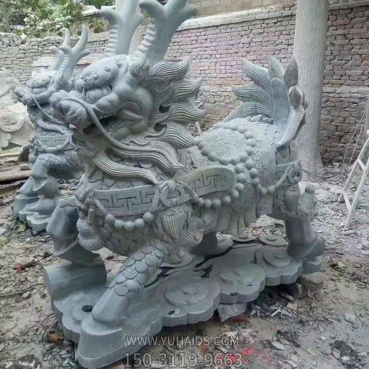 青石麒麟，吉祥神獸石雕雕塑
