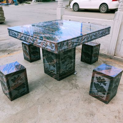 大理石石桌凳，正方形桌子凳子
