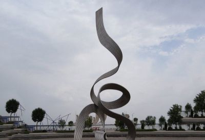 戶外廣場(chǎng)不銹鋼飄向空中的飄帶雕塑