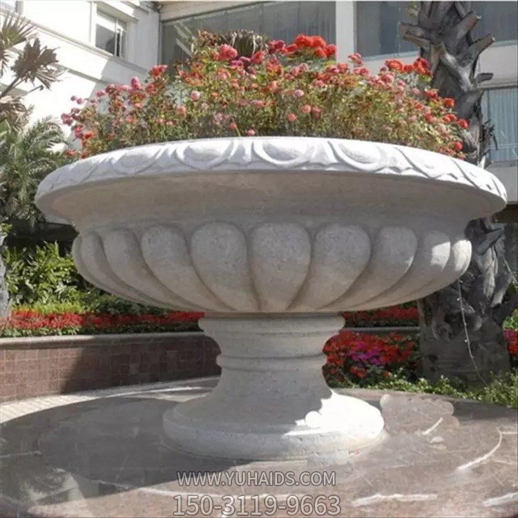 庭院室外裝飾大理石雕刻歐式花缽 園林花盆魚(yú)缸雕塑