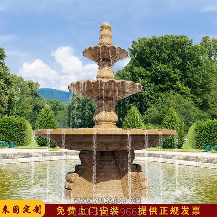 晚霞紅石雕戶(hù)外景區(qū)流水?dāng)[件雕塑