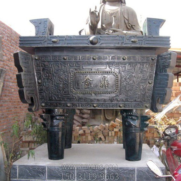 廣場(chǎng)寺廟長方形香爐銅鼎佛教用品擺件雕塑