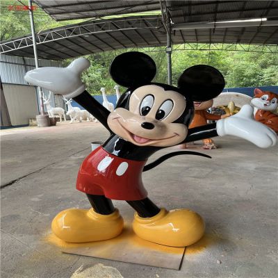 米老鼠玻璃鋼卡通人物雕塑，幼兒園游樂(lè)園動(dòng)漫人物擺件