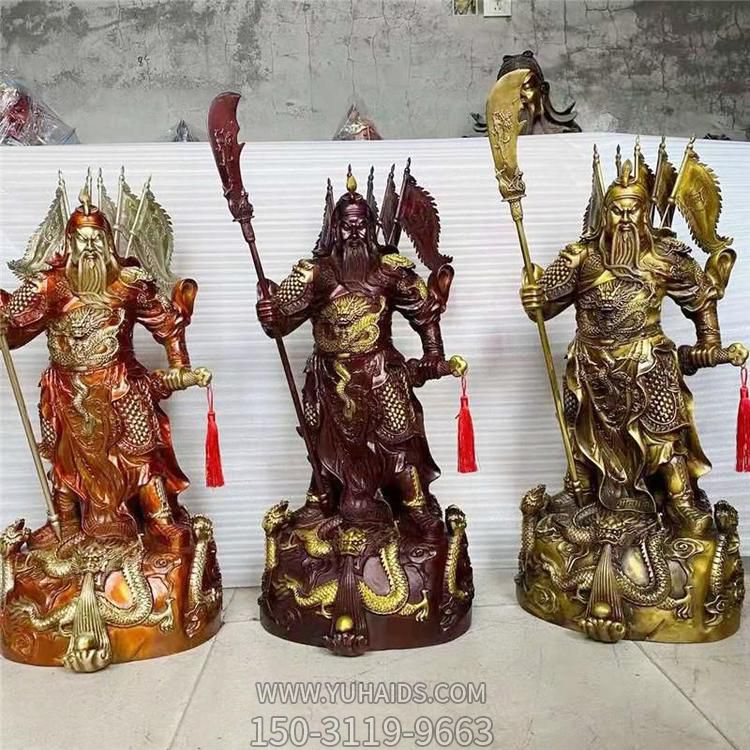 關(guān)公玻璃鋼仿銅園林景觀(guān)財(cái)神擺件雕塑